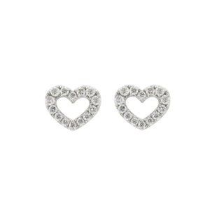 18k White Gold Diamond Heart Earrings